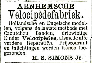 advertentie Arnhemsche Vélocipèdefabriek