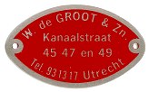 spatbordplaatje W. de Groot